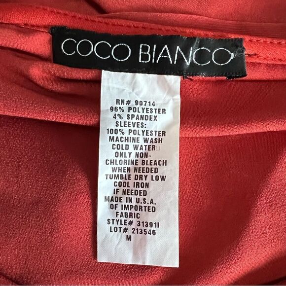 Coco Bianco Burnt Orange Knot Front Blouse Size M - Picture 6 of 6